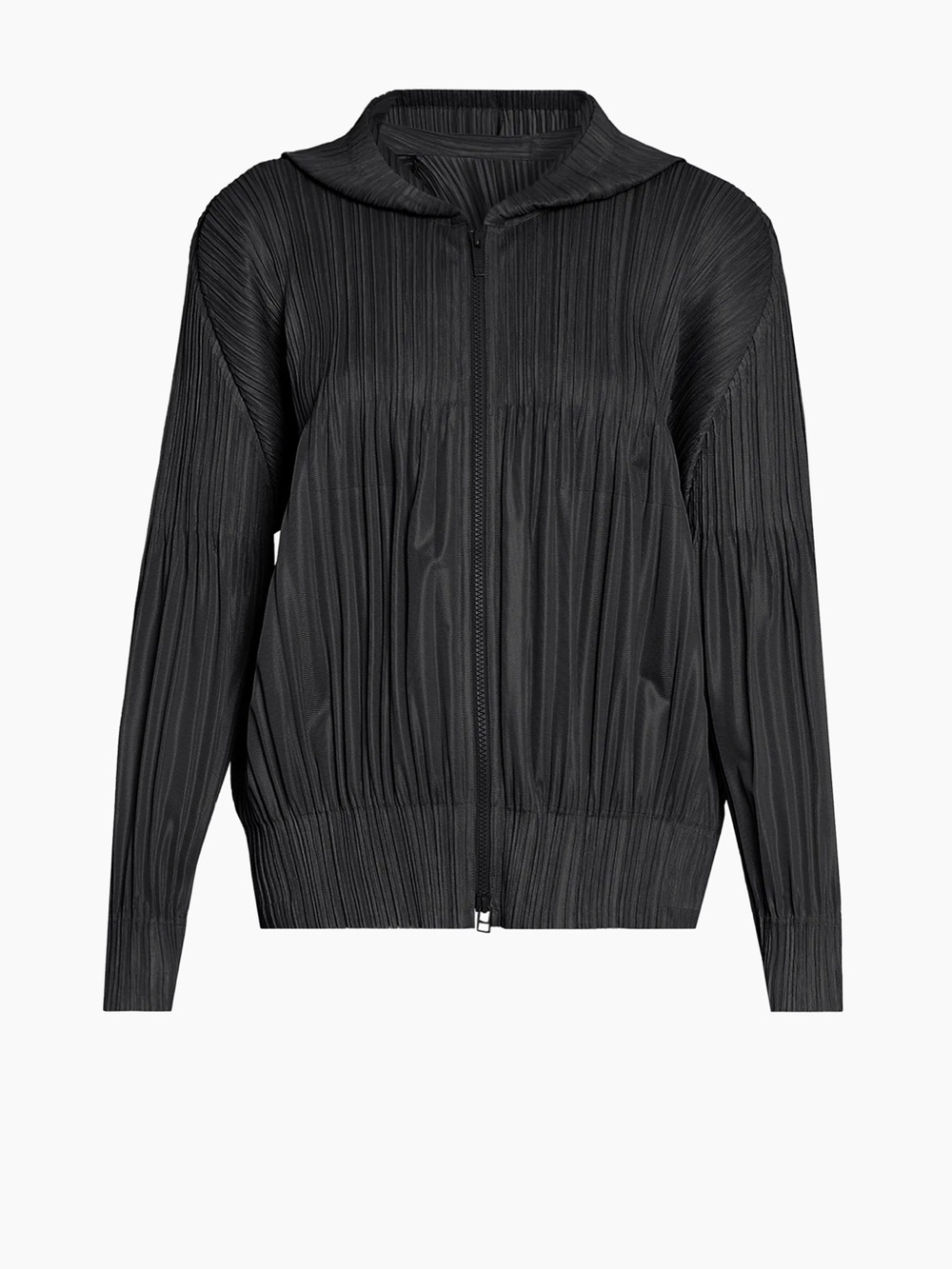 Issey Miyake Black Pleated Zip-Front Jacket